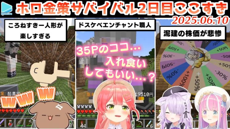 【#ホロ金策サバイバル】2日目ここすきゆるまとめ【2025.06.10/ホロライブ切り抜き】